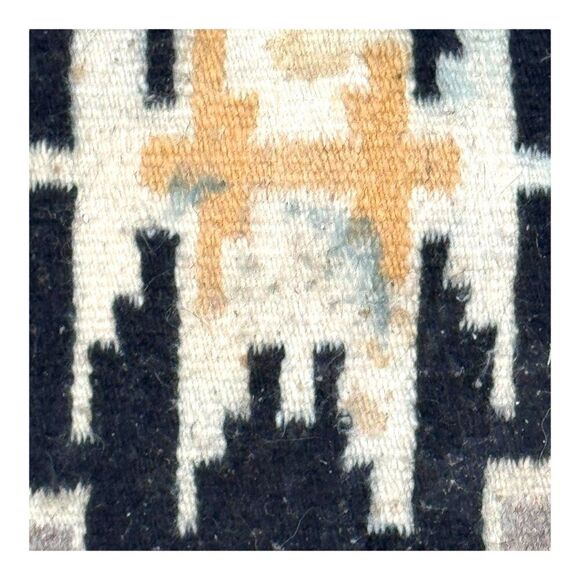 Vintage Handwoven Wool Southwestern Navajo Woven Rug 33"x21" Two Gray Hills READ - Picture 4 of 5
